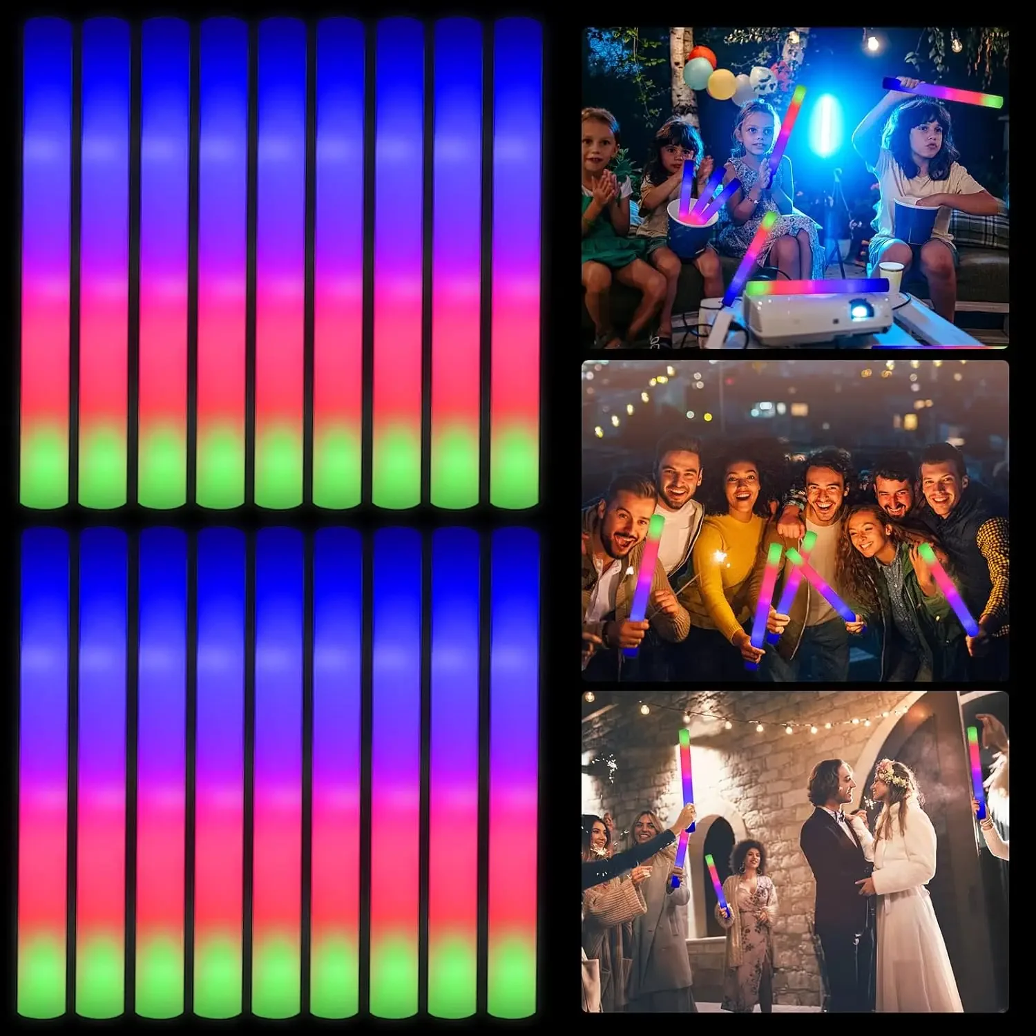 Flashing Led Foam Sticks Party - 3Z-50PCS Led Foam Glow Sticks Kerst