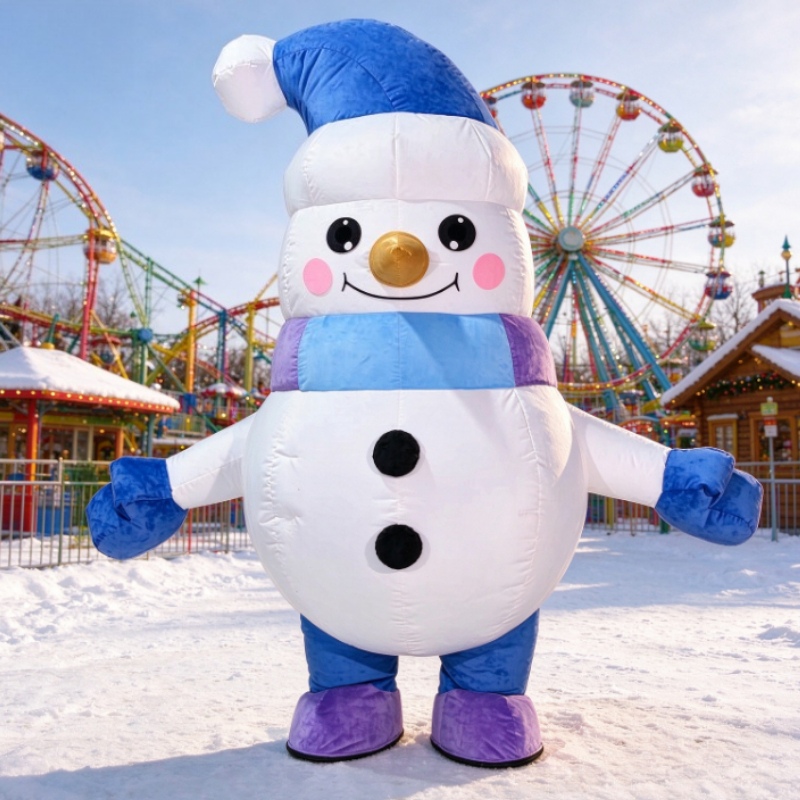 Costumes - Opblaasbaar kerstsneeuwmankostuum voor volwassenen, draagbaar cartoonfiguurkostuum,
